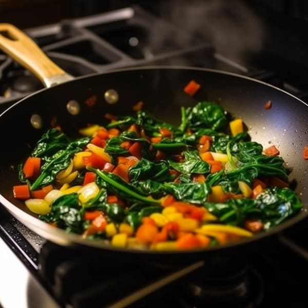 sauteed spinach and bell peppers